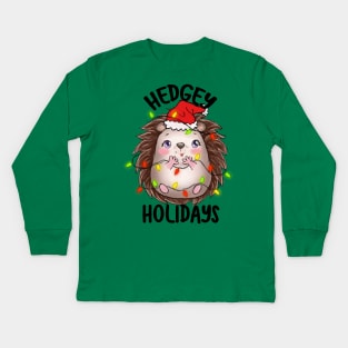 Hedgy Holidays, Cute Adorable Hedgehog Design for Christmas or Xmas Kids Long Sleeve T-Shirt